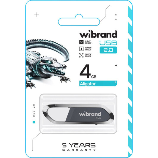 Флешка Wibrand Aligator Grey 4 ГБ