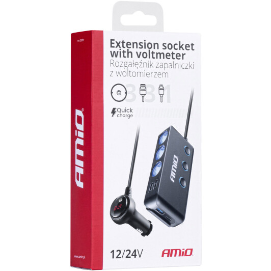 Розгалужувач прикурювача з USB Amio 03781