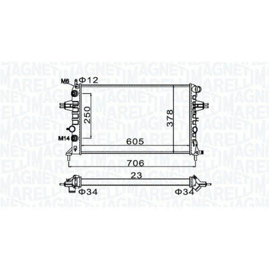 Радиатор охлаждения двигателя Magneti Marelli 350213158200 для Opel Astra