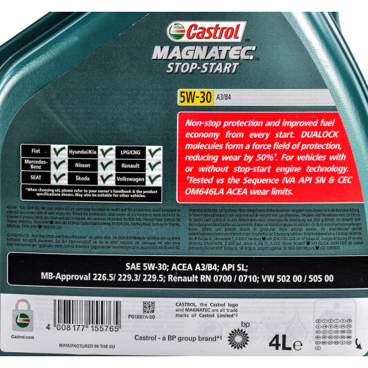 Моторна олива Castrol Magnatec Stop-Start A3/B4 5W-30 для Mitsubishi Pajero 4 л на Mitsubishi Pajero