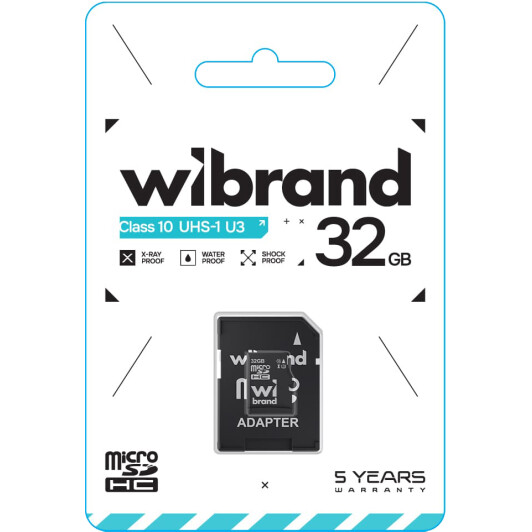 Карта памяти Wibrand microSDHC 32 ГБ с SD-адаптером WICDHU332GBA