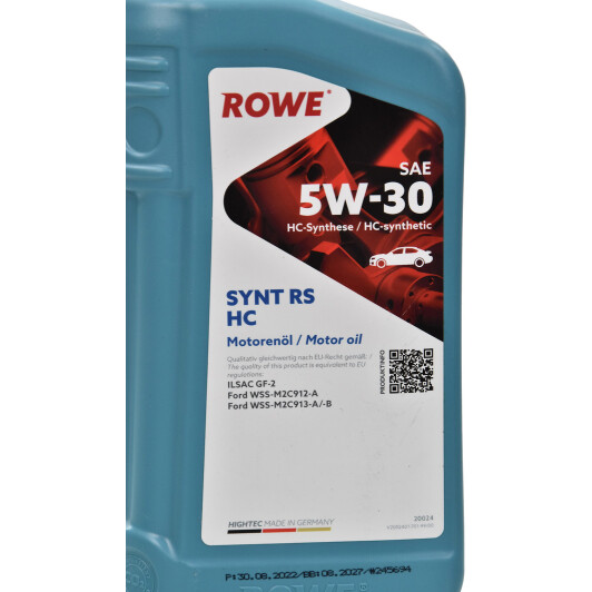 Моторна олива Rowe Synt RS HC 5W-30 1 л на Peugeot 205