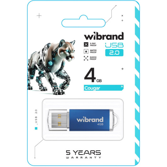 Флешка Wibrand Cougar Blue 4 ГБ