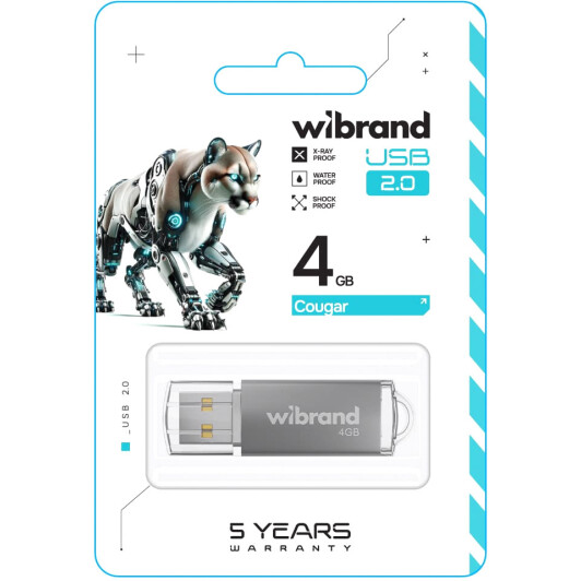 Флешка Wibrand Cougar Silver 4 ГБ