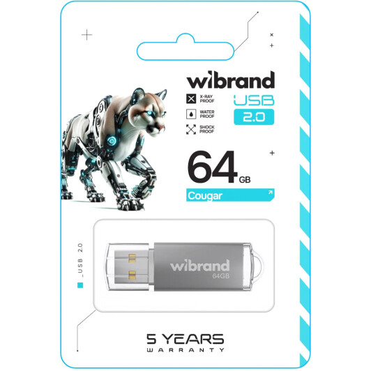 Флешка Wibrand Cougar Silver 64 ГБ