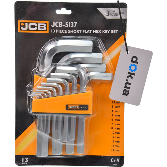 Набор ключей шестигранных JCB JCB-5137 2-19 мм 13 шт