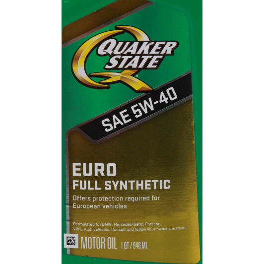 Масло QUAKER STATE Euro Full Synthetic 5W-40 0,95 л на MINI Cooper