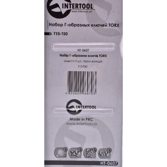 Набір ключів TORX Intertool ht0607 T10-T50 9 шт