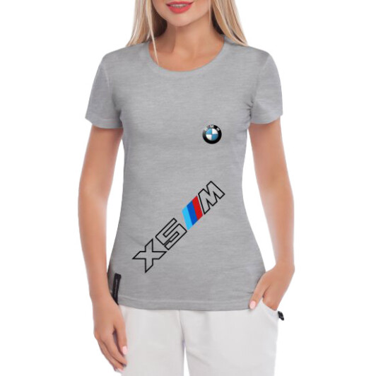Футболка женская Globuspioner классическая BMW X5 M серая принт спереди L
