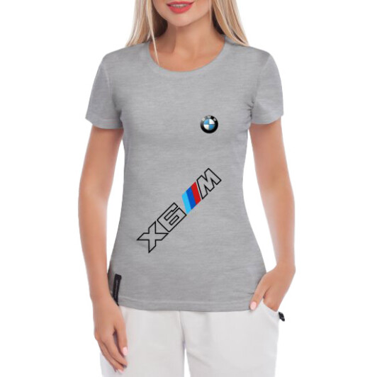 Футболка женская Globuspioner классическая BMW X6 M серая принт спереди XL