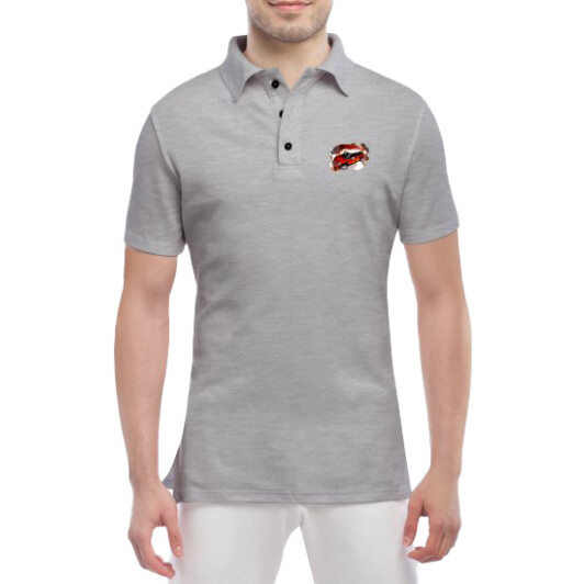 Футболка чоловіча Globuspioner поло Mini Cooper 2 сіра принт спереду L