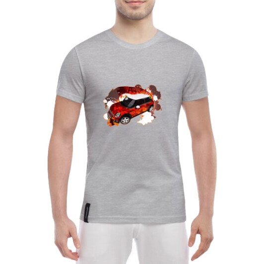 Футболка мужская Globuspioner классическая Mini Cooper 2 серая принт спереди 3XL