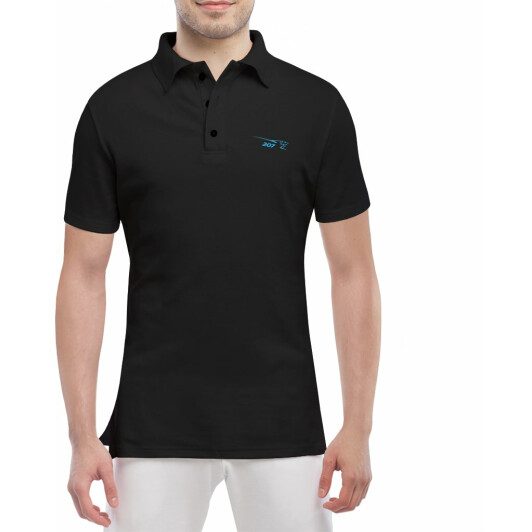 Футболка мужская Globuspioner поло Peugeot 207 черная принт спереди