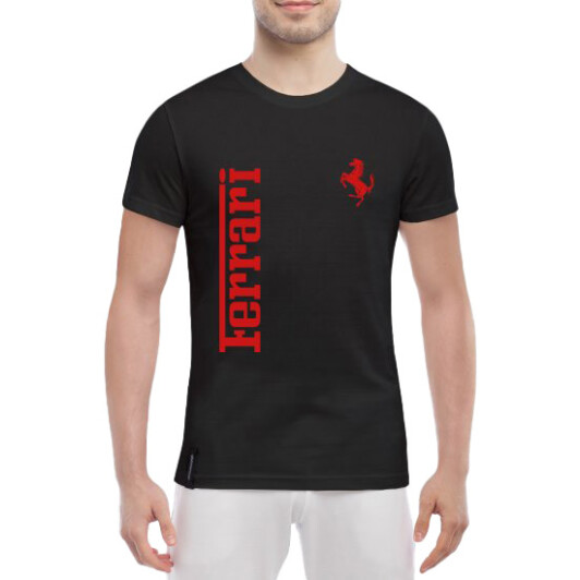Футболка мужская Globuspioner классическая Ferrari Logo черная принт спереди XL