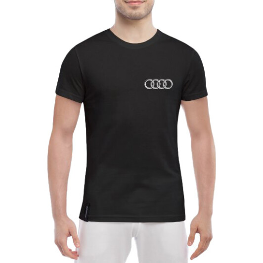 Футболка мужская Globuspioner классическая Audi Logo черная принт спереди XXL