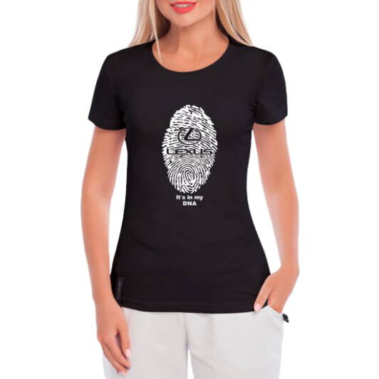 Футболка женская Globuspioner классическая Lexus DNA черная принт спереди XXL