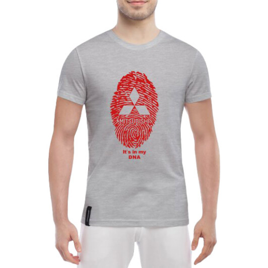 Футболка мужская Globuspioner классическая Mitsubishi DNA серая принт спереди XL