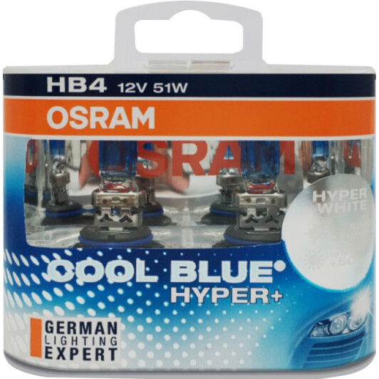 Автолампа Osram Cool Blue Hyper+ H4B P22d 51 W синя 69006CBH-HCB