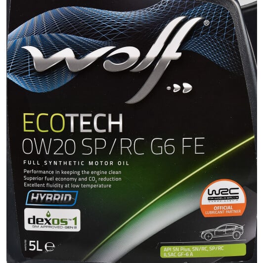 Моторна олива Wolf Ecotech SP/RC G6 FE 0W-20 5 л на Toyota Sprinter