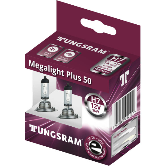 Автолампа Tungsram Megalight Plus H7 PX26d 55 W прозора 58520MPU