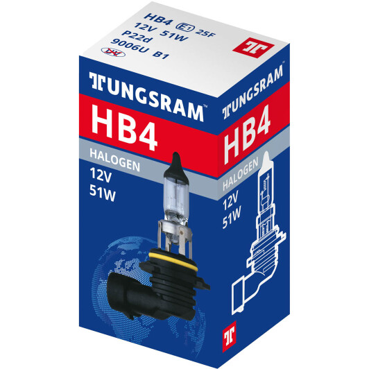 Автолампа Tungsram Standard HB4 P22d 51 W прозрачно-голубая 9006U