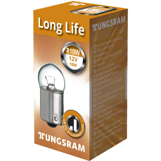 Автолампа Tungsram Miniature Long Life R10W BA15s 10 W прозрачная 2641L