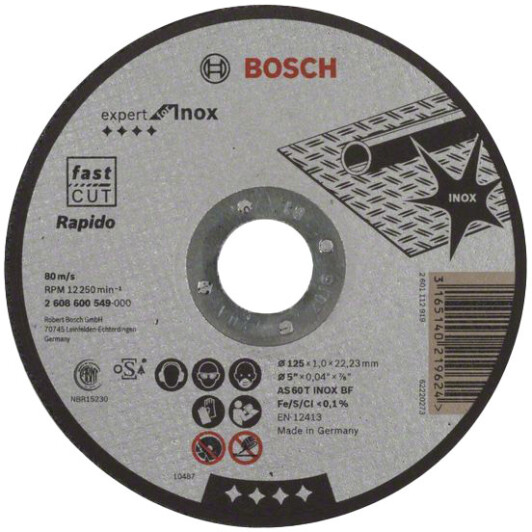 Круг отрезной Bosch Expert for Inox 2608600549 125 мм