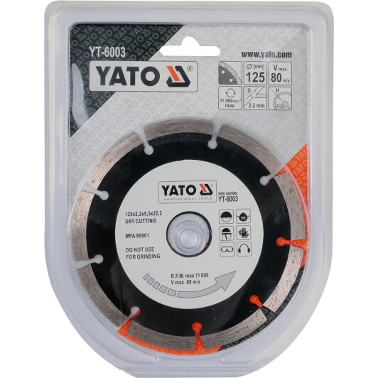 Круг отрезной Yato YT-6003 125 мм