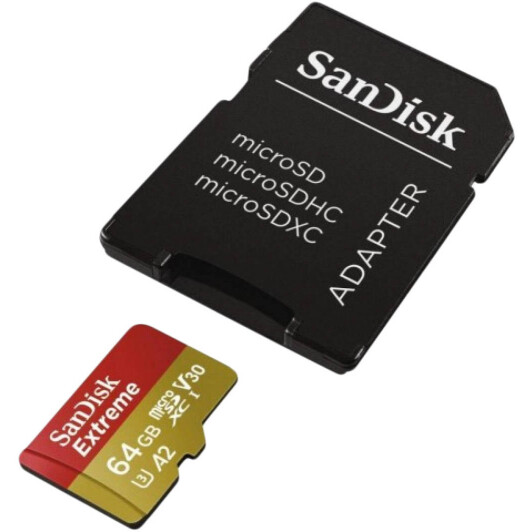 Карта памяти SanDisk Extreme Action microSDXC 64 ГБ с SD-адаптером