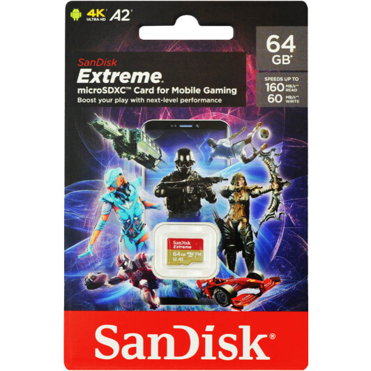 Карта памяти SanDisk Extreme for Mobile Gaming microSDXC 64 ГБ