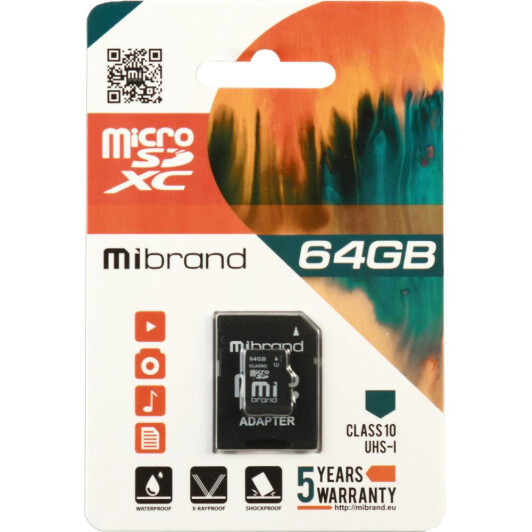 Карта пам’яті Mibrand microSDXC 64 ГБ з SD-адаптером