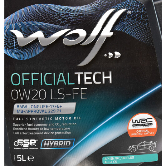 Моторна олива Wolf Officialtech LS-FE 0W-20 5 л на Honda City