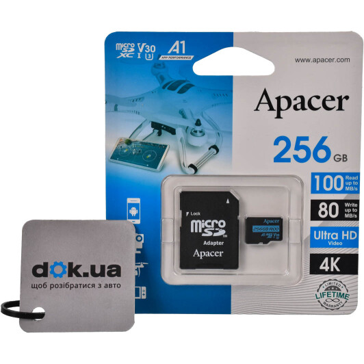Карта памяти Apacer V30 microSDXC 256 ГБ с SD-адаптером