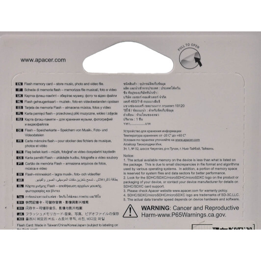 Карта памяти Apacer V30 microSDXC 256 ГБ с SD-адаптером