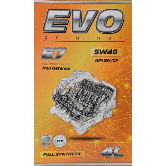 Моторное масло EVO E7 5W-40 4 л на Daewoo Lanos