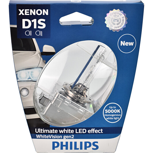 Автолампа Philips Xenon WhiteVision gen2 D1S PK32d-2 35 W прозрачная 85415WHV2S1