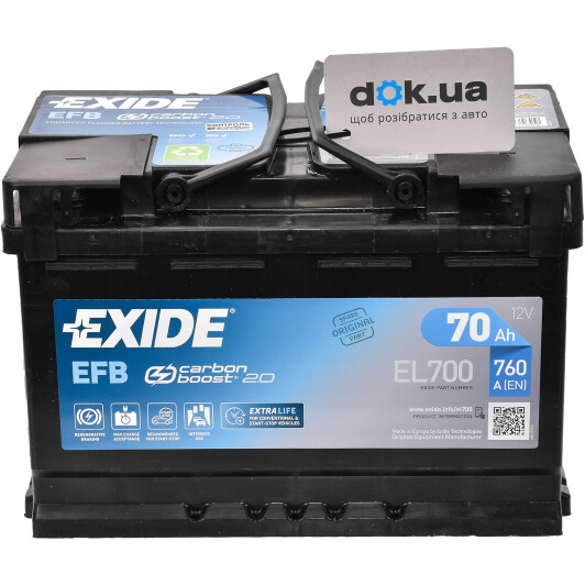 Акумулятор Exide 6 CT-70-R Start-Stop EFB EL700