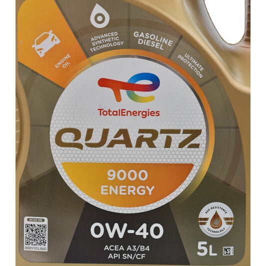 Моторное масло Total Quartz 9000 Energy 0W-40 5 л на SAAB 900