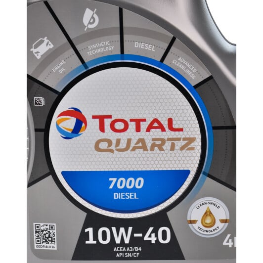 Моторна олива Total Quartz 7000 Diesel 10W-40 4 л на Fiat 500