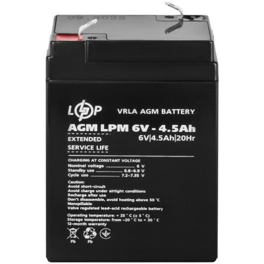 Акумулятор для ДБЖ LogicPower LPM LP3860 LP3860 4.5 Аг 6 В