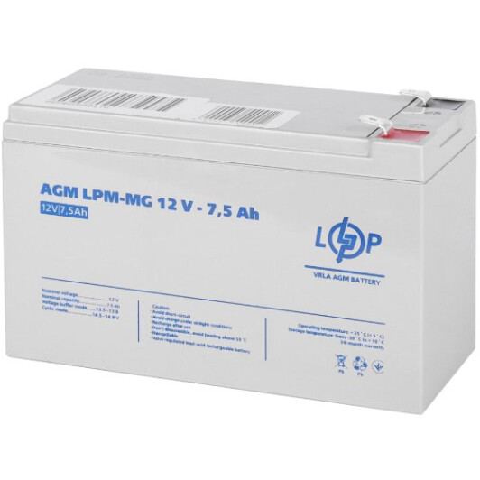 Акумулятор для ДБЖ LogicPower LPM-MG LP6554 LP6554 7.5 Аг 12 В