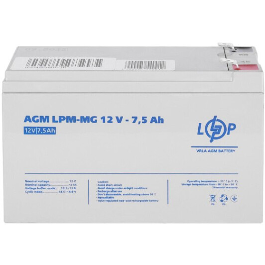 Акумулятор для ДБЖ LogicPower LPM-MG LP6554 LP6554 7.5 Аг 12 В