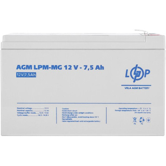 Акумулятор для ДБЖ LogicPower LPM-MG LP6554 LP6554 7.5 Аг 12 В