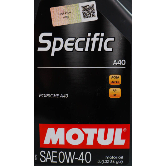 Масло Motul Specific A40 0W-40 5 л на Porsche Cayenne