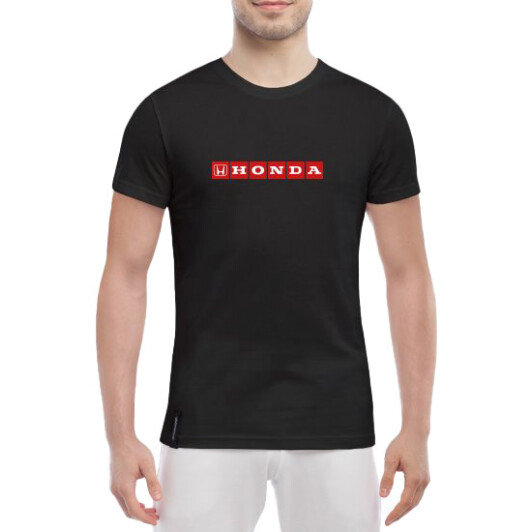 Футболка мужская Globuspioner классическая Honda Logo Red черная принт спереди