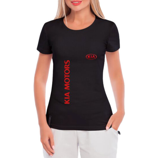 Футболка женская Globuspioner классическая Kia Motors черная принт спереди XS