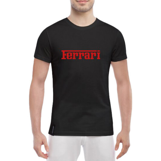 Футболка чоловіча Globuspioner класична Ferrari Wide Logo чорна принт спереду