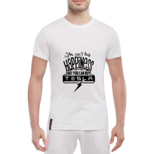 Футболка мужская Globuspioner классическая Happiness Tesla белый спереди XL