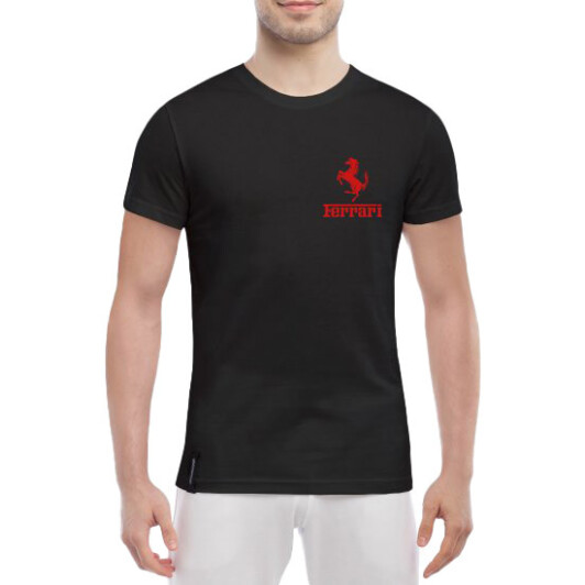 Футболка мужская Globuspioner классическая Ferrari Red Logo черный спереди XXL