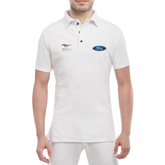 Футболка мужская Globuspioner поло Ford 50 Years белый спереди S